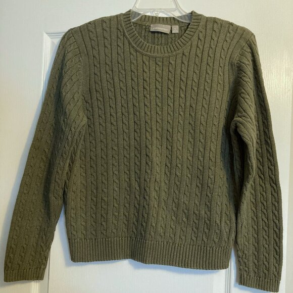 Women's XL Croft & Barrow Olive Cable-knit Sweater - Picture 1 of 4